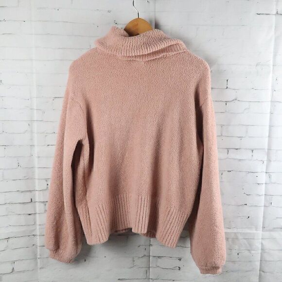KAISLEY PINK LONG SLEEVE COWL NECK CROP SWEATER SIZE MEDIUM - Picture 7 of 8